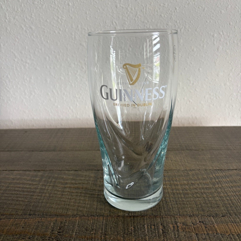 Guinness Pint Glass Embossed Harp Logo Brewed In Dublin Barware Mancave